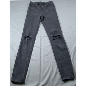 American Eagle Next Level Stretch High Rise Ripped Jegging Black Sz 6 X-Long VTG